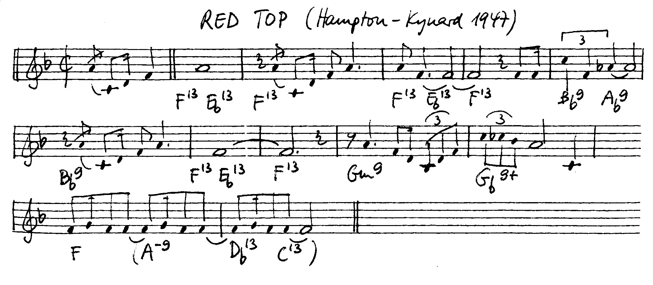 red top free jazz leadsheet - Courtesy of the Jungle Jazz Band